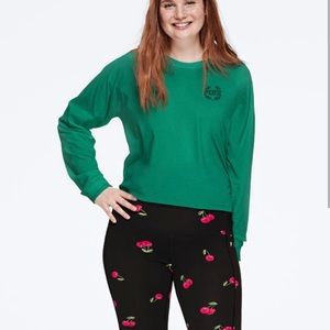 PINK Victoria Secret Green Long Sleeve Crop Top XS NWT